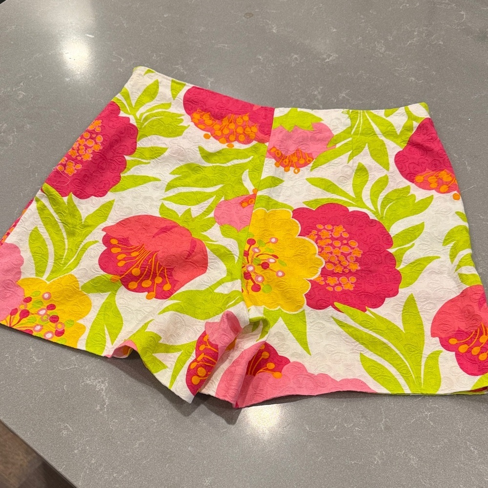 Lilly Pulitzer High Waist Floral Shorts - Pink, Green, Yellow - Picture 5 of 5